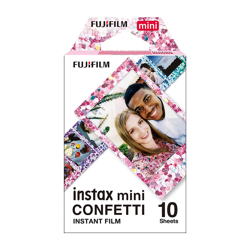 Fujifilm Instax Mini 10X1 confetti Instant Film with 64-Sheets Album For Mini Film 3 inch (lce white)