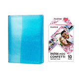 Fujifilm Instax Mini 10X1 confetti Instant Film with 64-Sheets Album For Mini Film 3 inch Sky blue