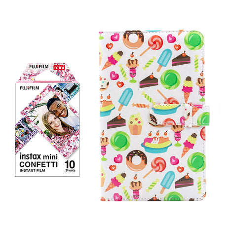 Fujifilm Instax Mini 10X1 confetti Instant Film with 96-sheet Album for mini film Dessert