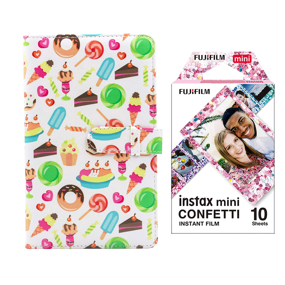 Fujifilm Instax Mini 10X1 confetti Instant Film with 96-sheet Album for mini film Dessert