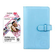 Fujifilm Instax Mini 10X1 confetti Instant Film with 96-sheet Album for mini film Sky blue