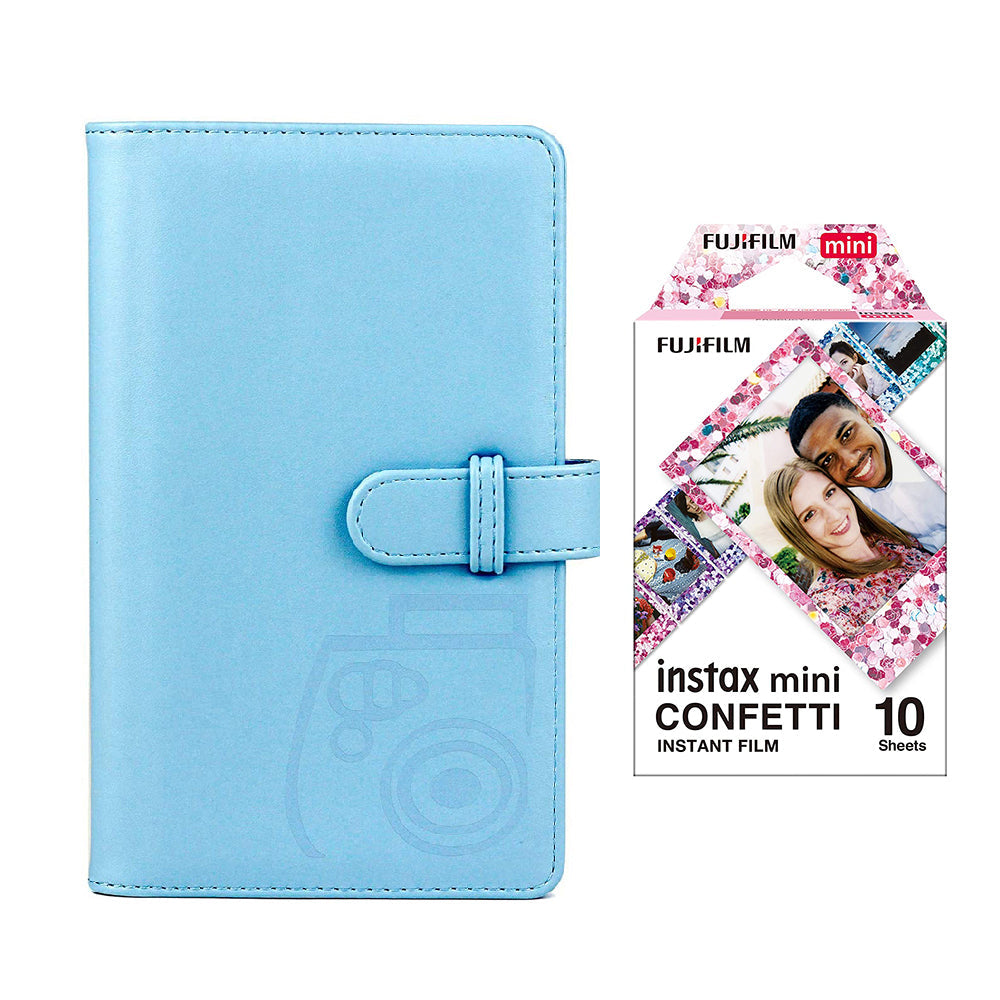 Fujifilm Instax Mini 10X1 confetti Instant Film with 96-sheet Album for mini film Sky blue