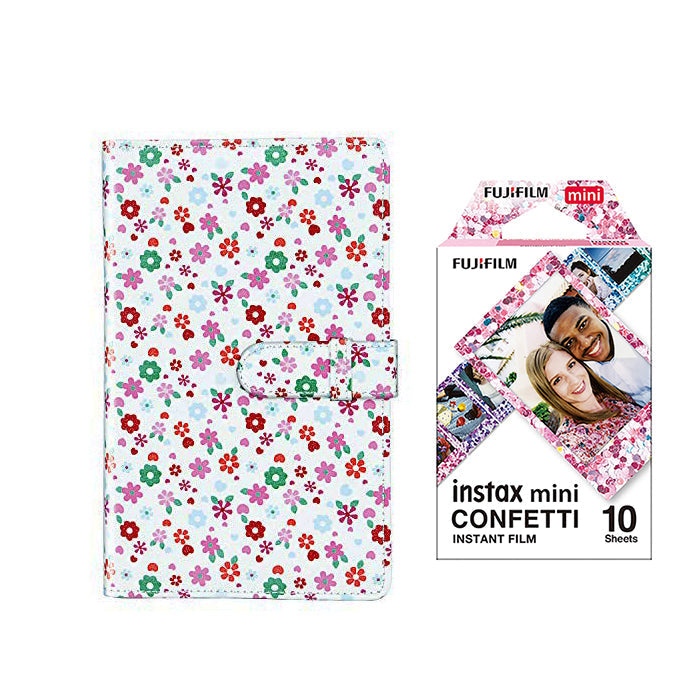 Fujifilm Instax Mini 10X1 confetti Instant Film with 96-sheet Album for mini film (FLOWER)