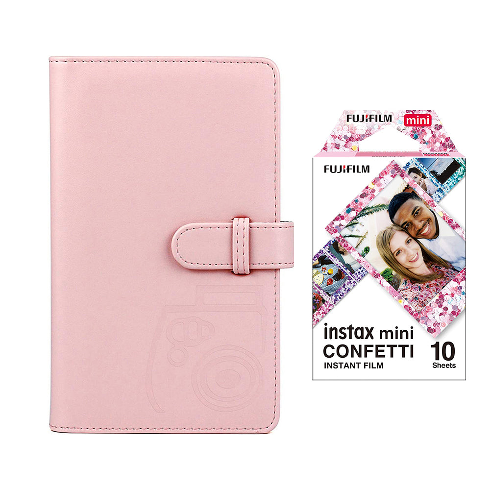 Fujifilm Instax Mini 10X1 confetti Instant Film with 96-sheet Album for mini film (Blush pink)