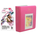 Fujifilm Instax Mini 10X1 confetti Instant Film with Instax Time Photo Album 64 Sheets Rose red