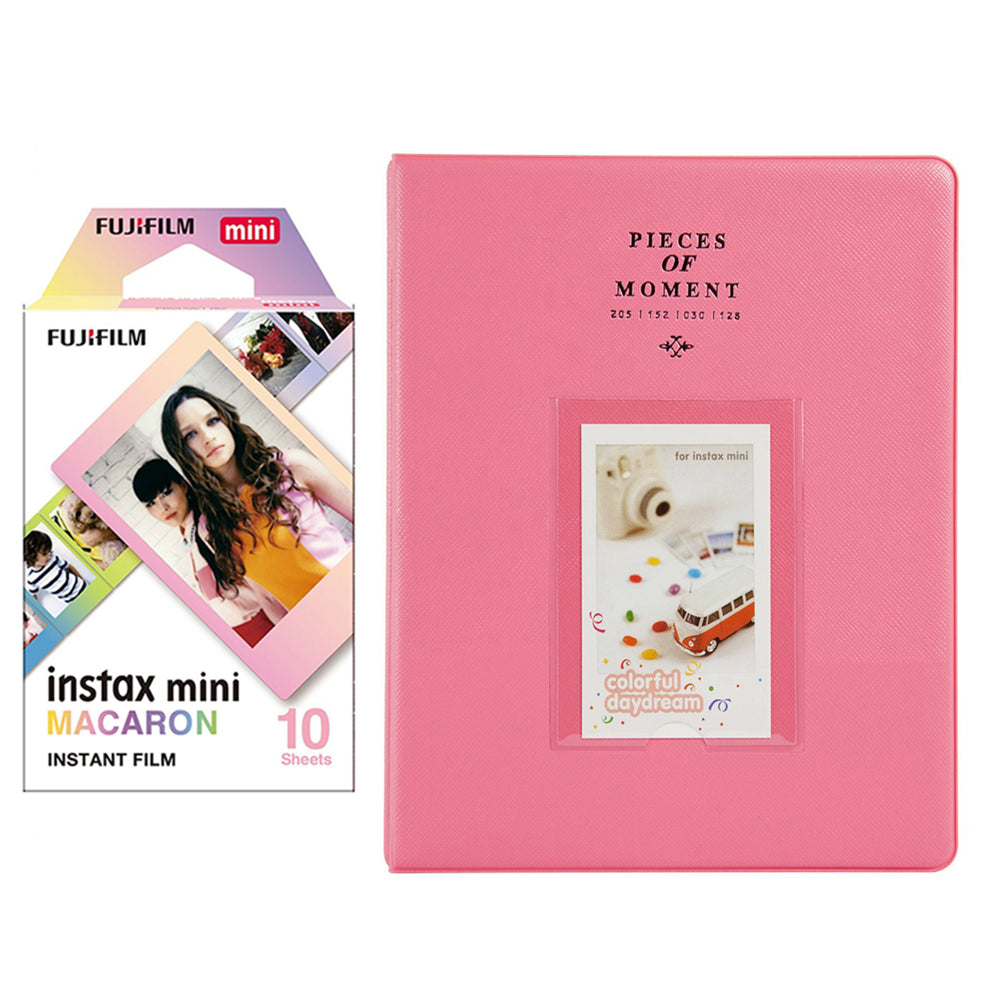 Fujifilm Instax Mini 10X1 macaron Instant Film With 128-sheet Album for mini film (FLAMINGO PINK)