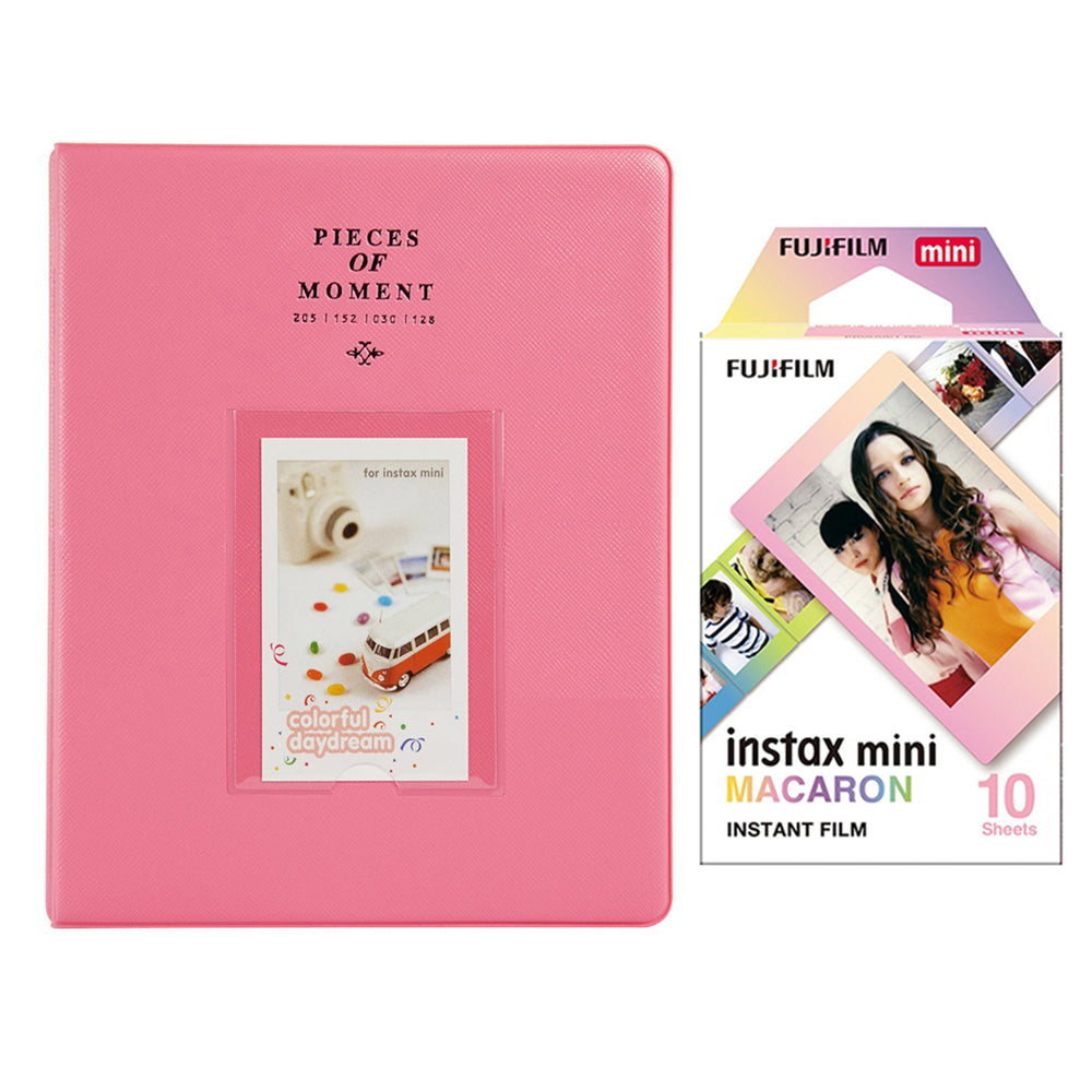Fujifilm Instax Mini 10X1 macaron Instant Film With 128-sheet Album for mini film (FLAMINGO PINK)