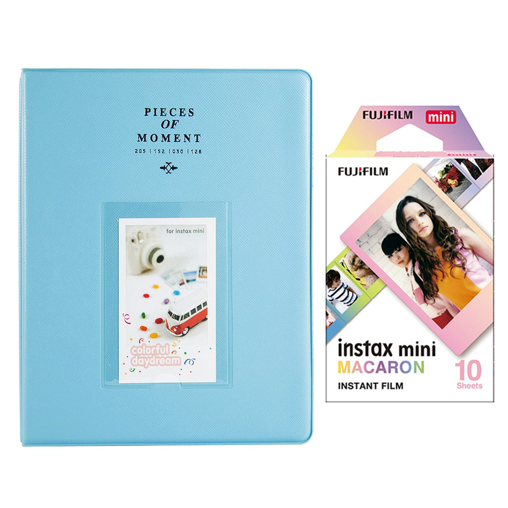 Fujifilm Instax Mini 10X1 macaron Instant Film With 128-sheet Album for mini film (blue)