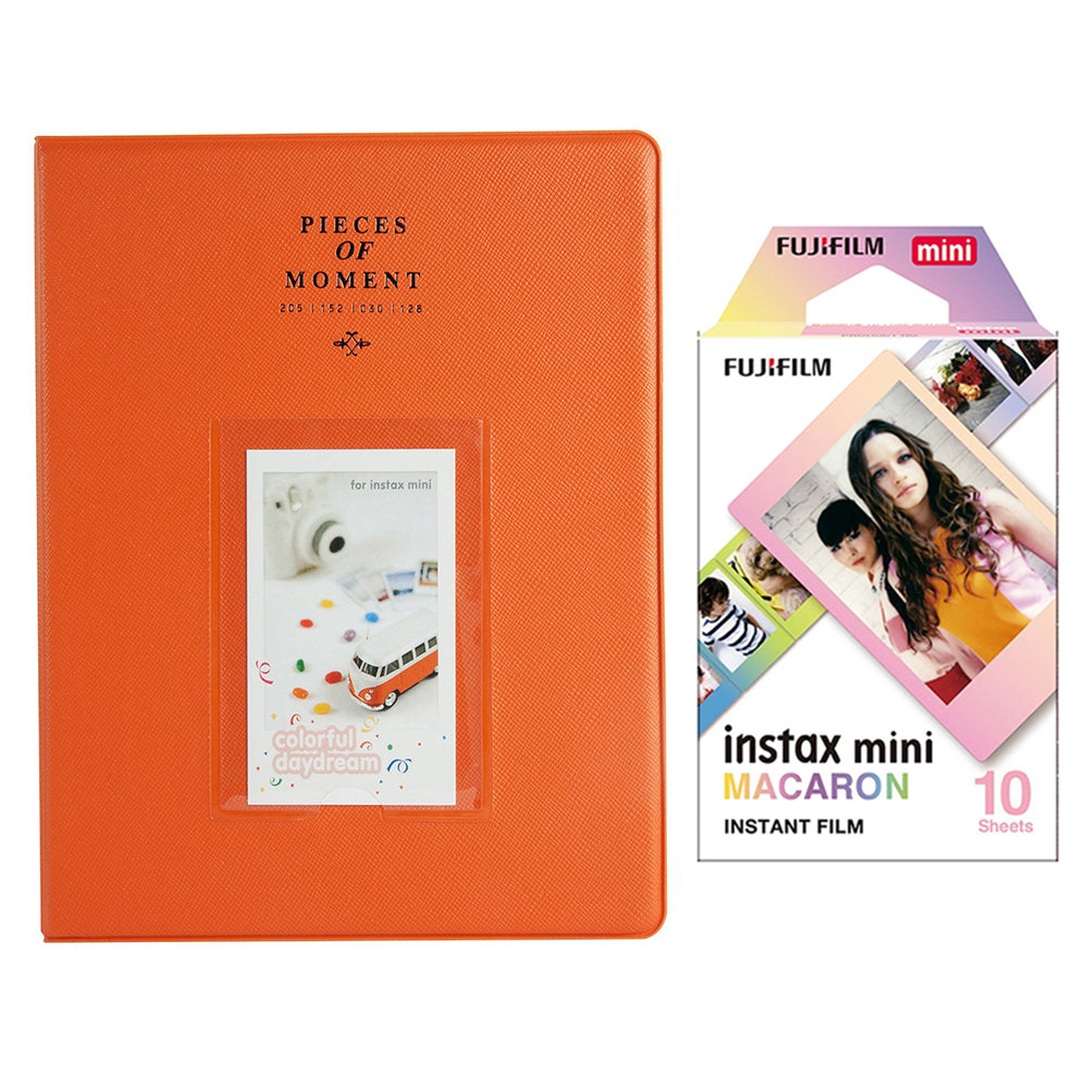Fujifilm Instax Mini 10X1 macaron Instant Film With 128-sheet Album for mini film (orange)