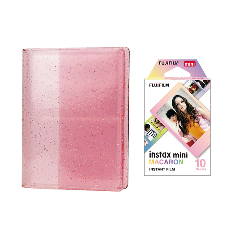 Fujifilm Instax Mini 10X1 macaron Instant Film with 64-Sheets Album For Mini Film 3 inch Blush pink