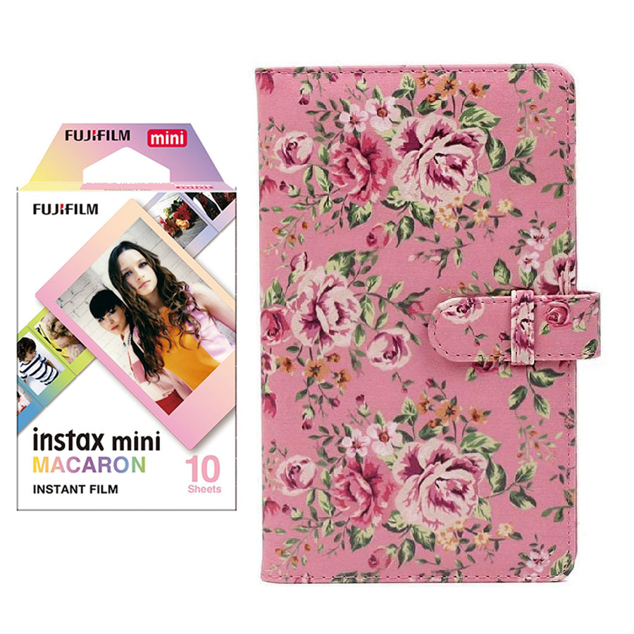 Fujifilm Instax Mini 10X1 macaron Instant Film with 96-sheet Album for mini film Pink rose