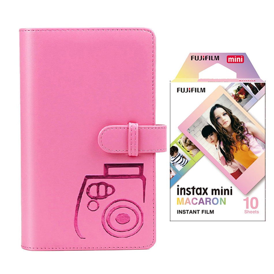 Fujifilm Instax Mini 10X1 macaron Instant Film with 96-sheet Album for mini film Flamingo pink