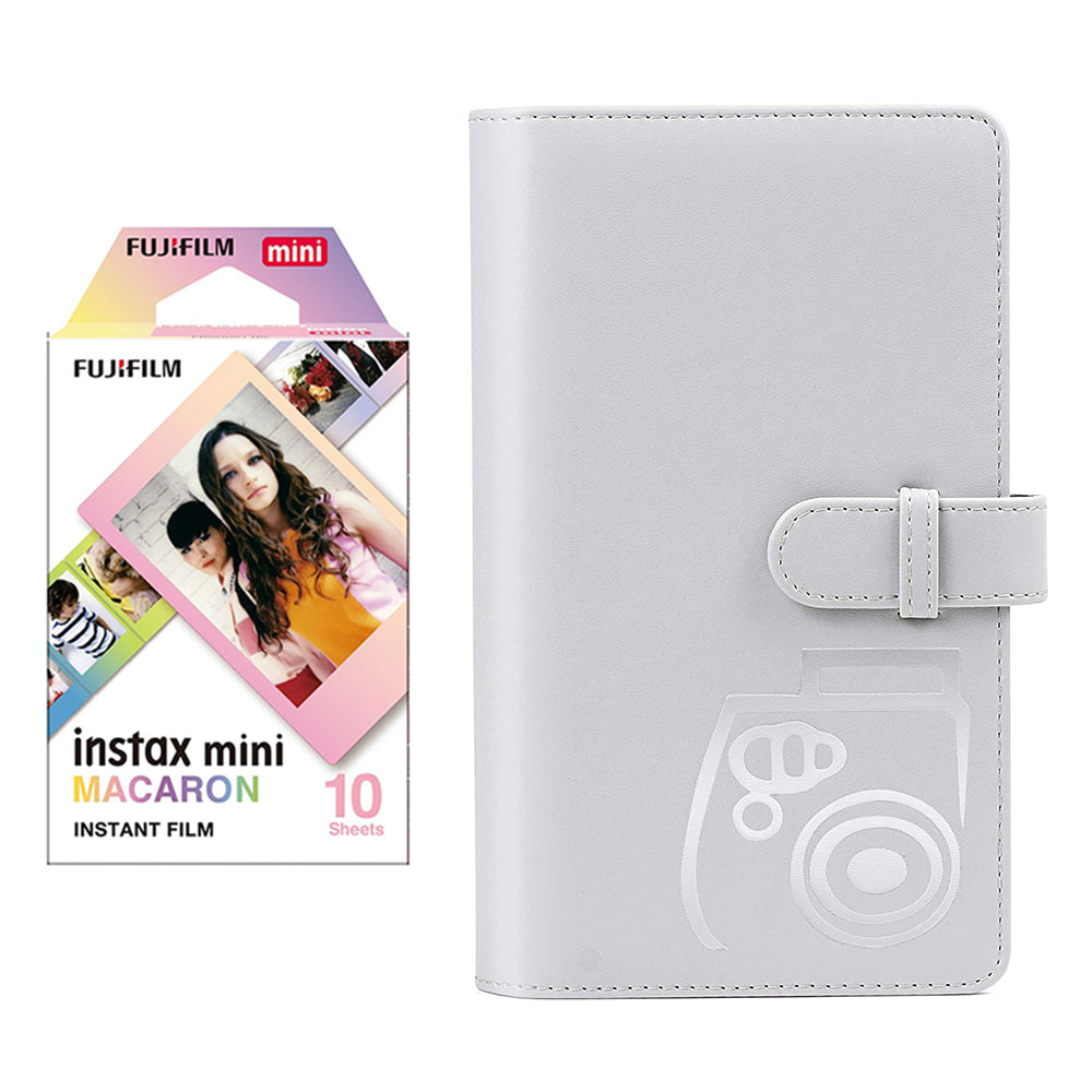Fujifilm Instax Mini 10X1 macaron Instant Film with 96-sheet Album for mini film (Smoky white)