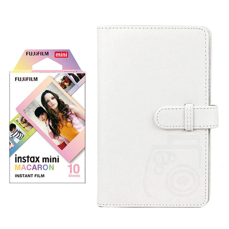 Fujifilm Instax Mini 10X1 macaron Instant Film with 96-sheet Album for mini film lce white