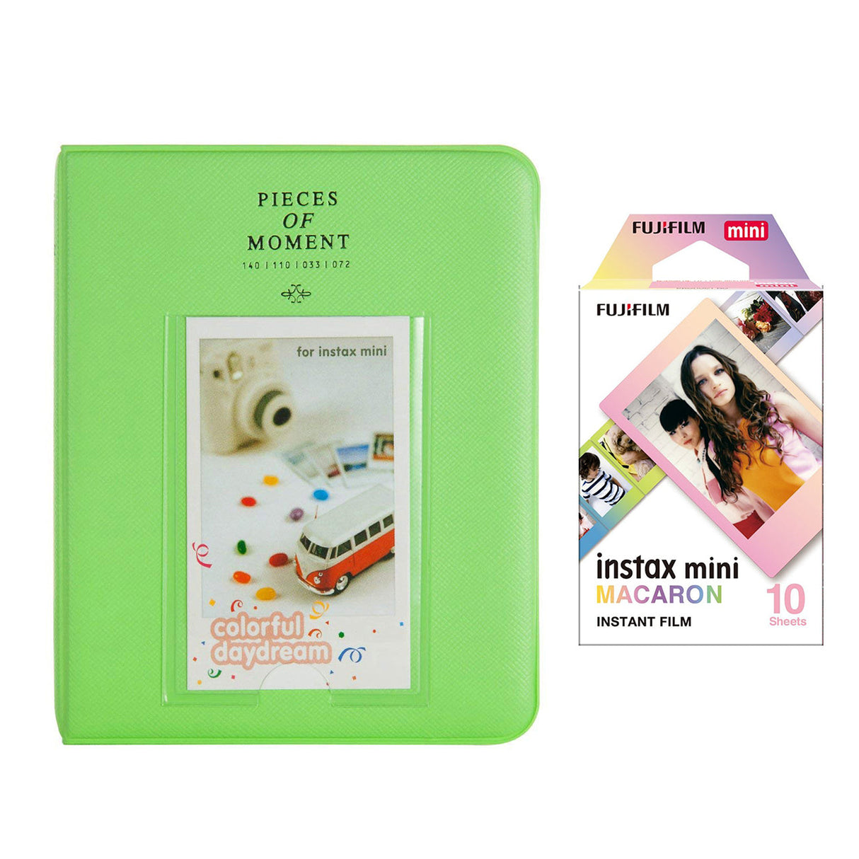 Fujifilm Instax Mini 10X1 macaron Instant Film with Instax Time Photo Album 64 Sheets Lime green