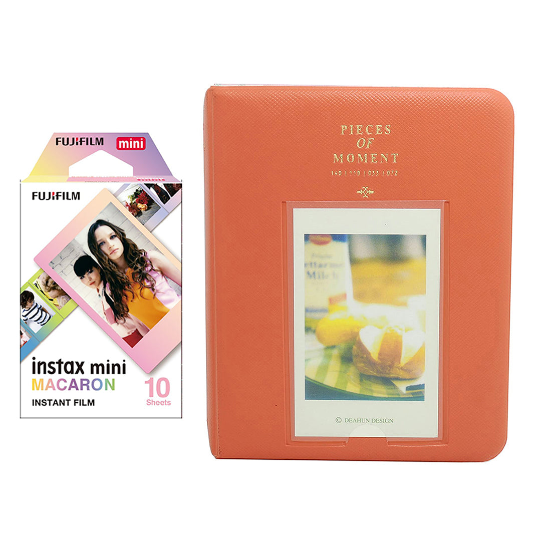 Fujifilm Instax Mini 10X1 macaron Instant Film with Instax Time Photo Album 64 Sheets Orange
