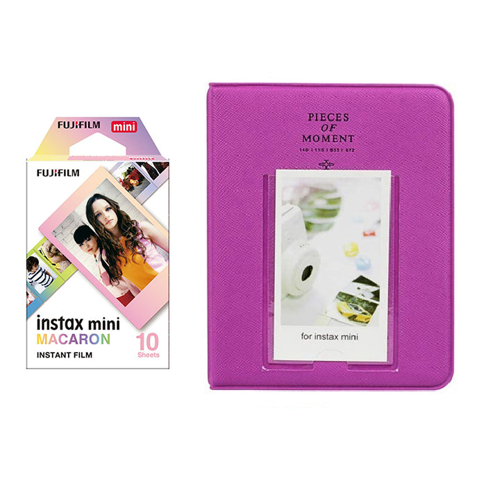 Fujifilm Instax Mini 10X1 macaron Instant Film with Instax Time Photo Album 64 Sheets (Grape purple)
