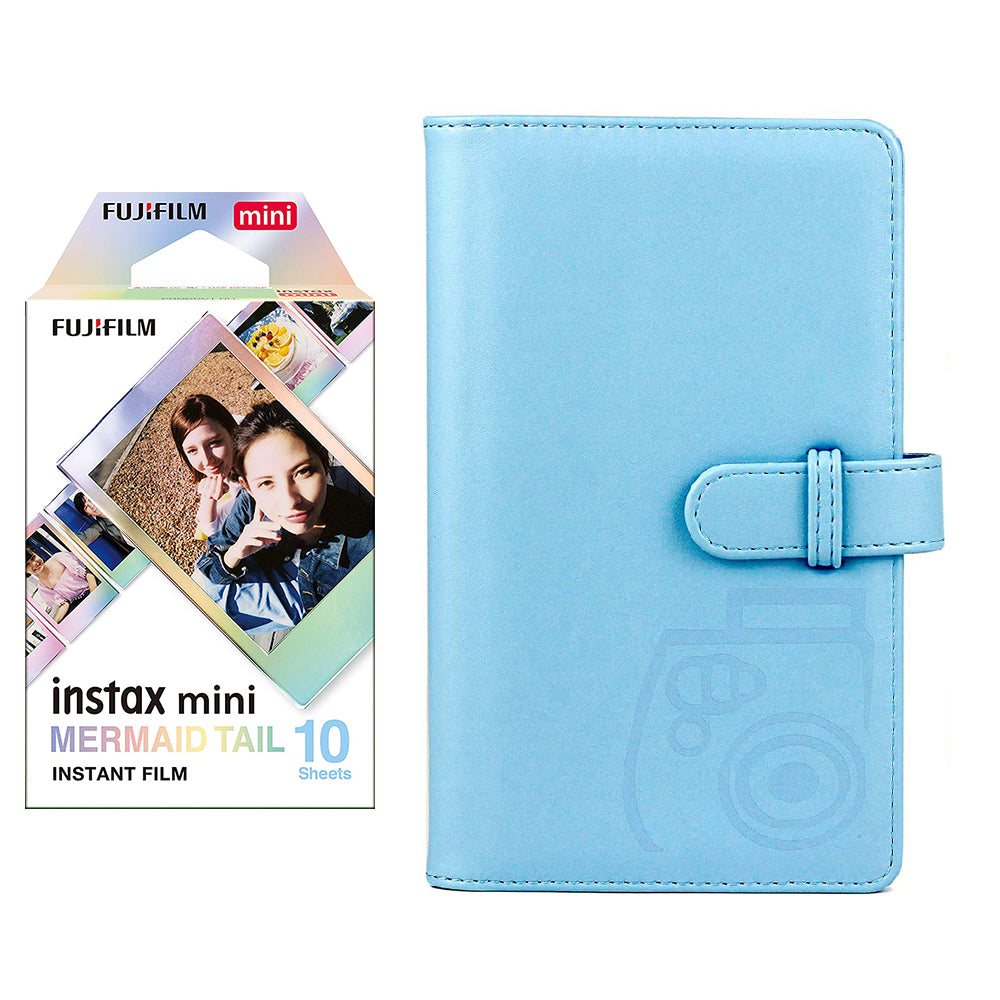 Fujifilm Instax Mini 10X1 mermaid tail Instant Film with 96-sheet Album for mini film Sky blue