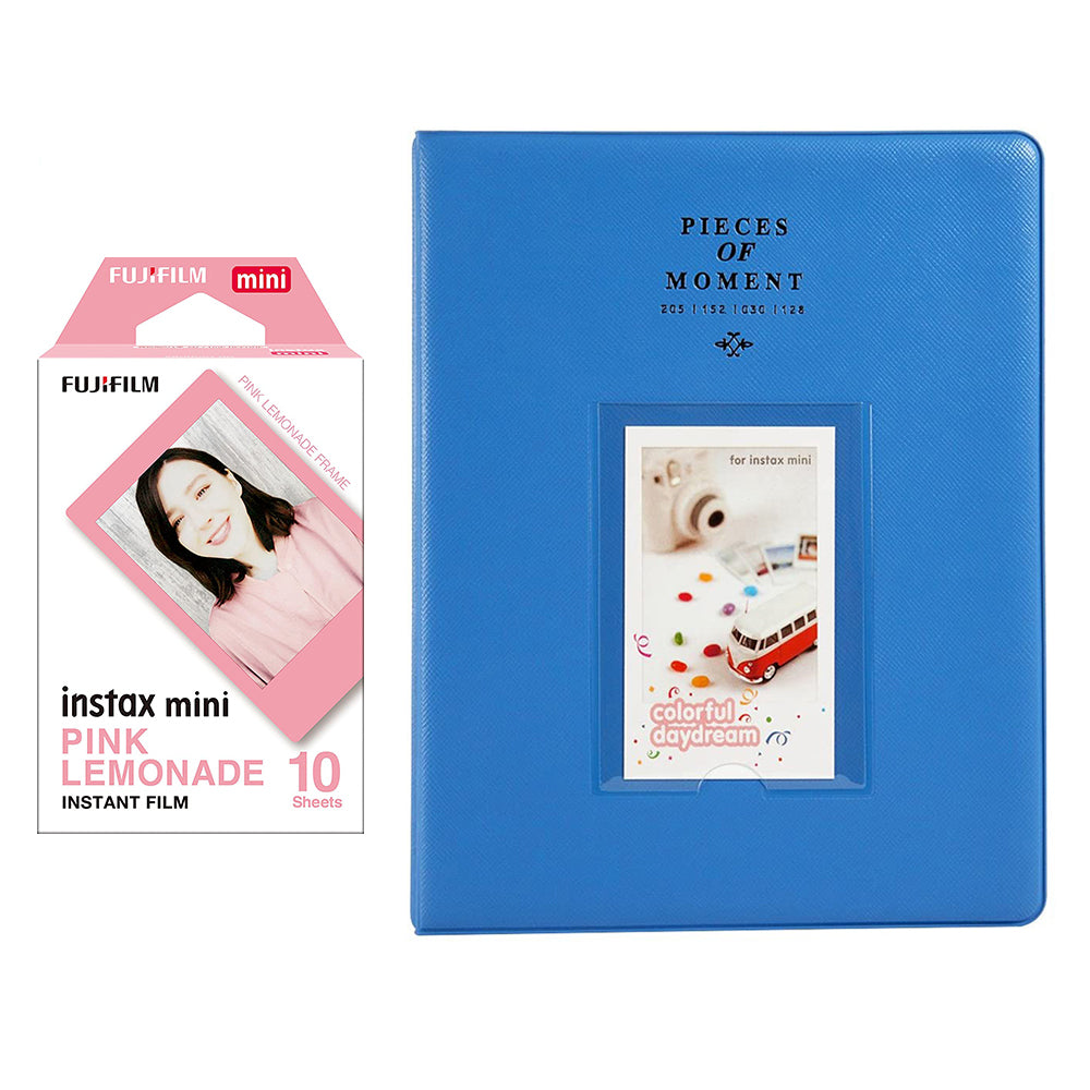 Fujifilm Instax Mini 10X1 pink lemonade Instant Film With 128-sheet Album for mini film (cobalt blue)