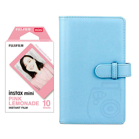 Fujifilm Instax Mini 10X1 pink lemonade Instant Film with 96-sheet Album for mini film Sky blue