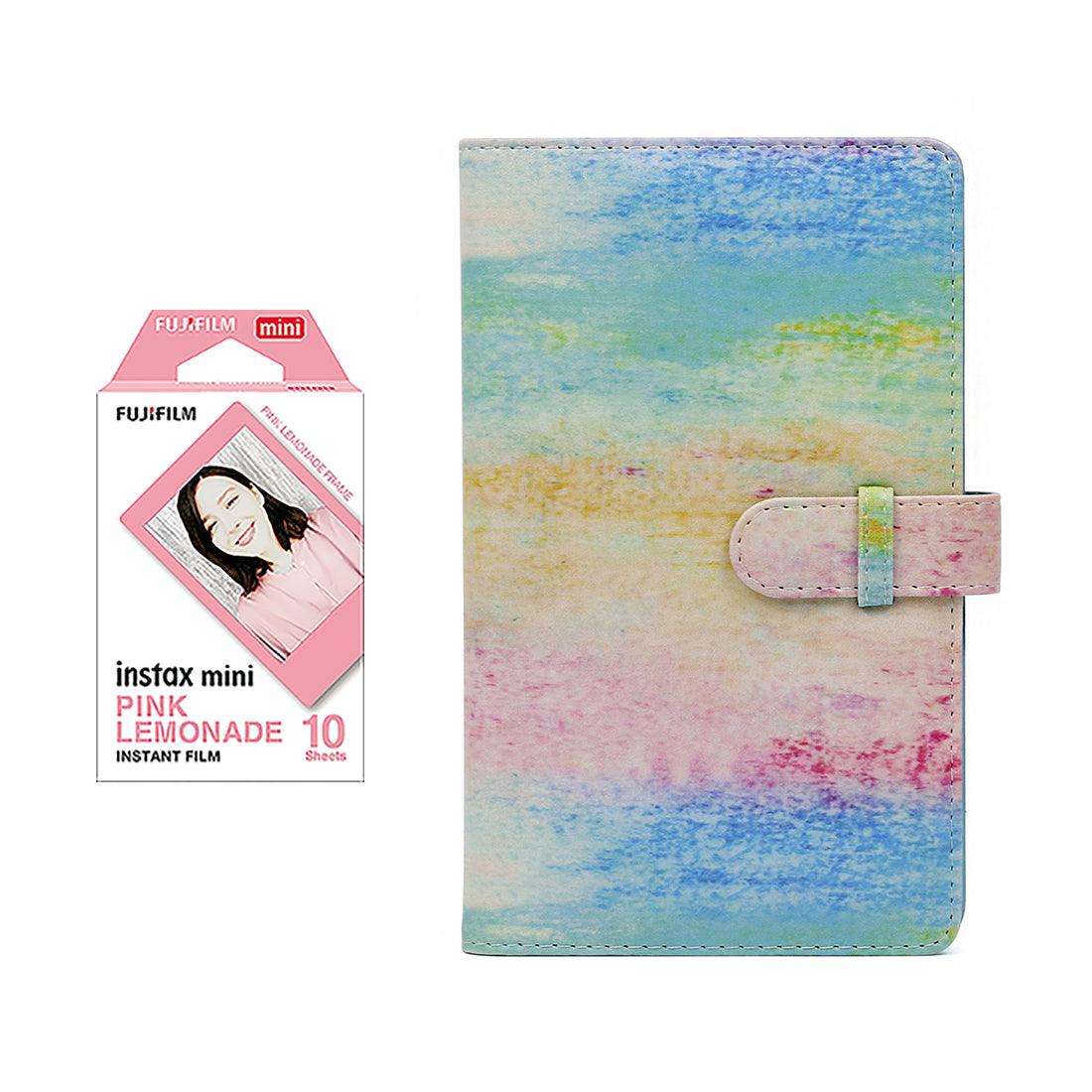 Fujifilm Instax Mini 10X1 pink lemonade Instant Film with 96-sheet Album  for mini film (Watercolor)