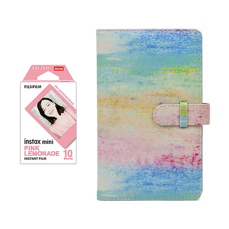 Fujifilm Instax Mini 10X1 pink lemonade Instant Film with 96-sheet Album for mini film (Watercolor)