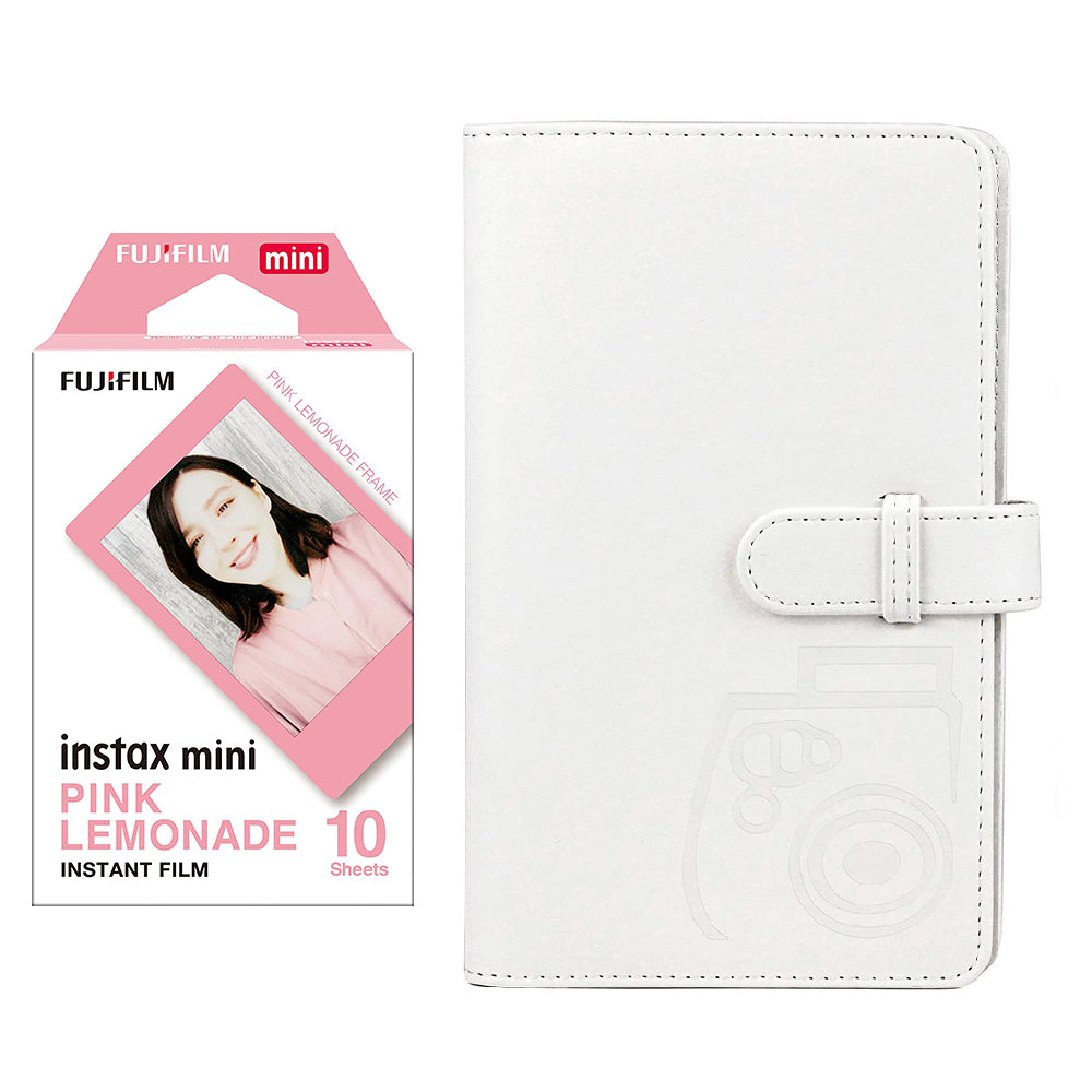 Fujifilm Instax Mini 10X1 pink lemonade Instant Film with 96-sheet Album for mini film (lce white)