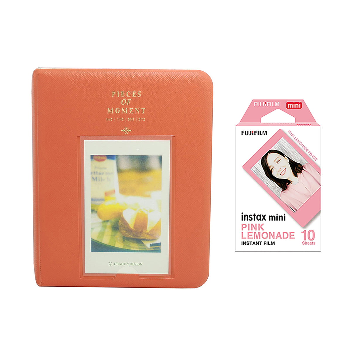 Fujifilm Instax Mini 10X1 pink lemonade Instant Film with Instax Time Photo Album 64 Sheets Orange