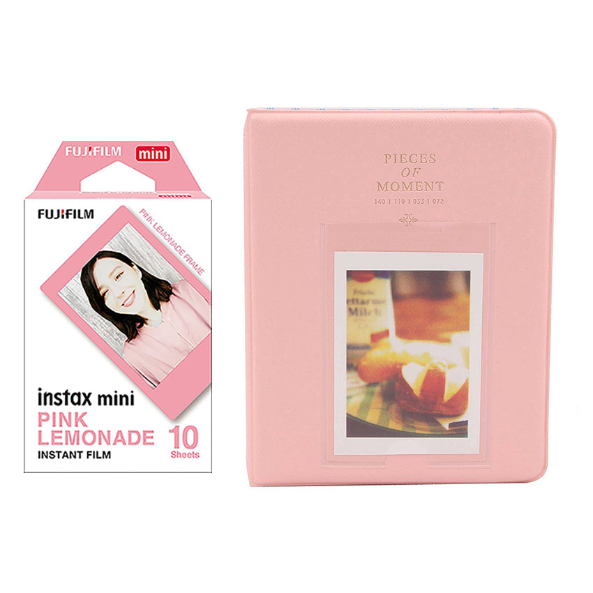 Fujifilm Instax Mini 10X1 pink lemonade Instant Film with Instax Time Photo Album 64 Sheets (Peach pink)