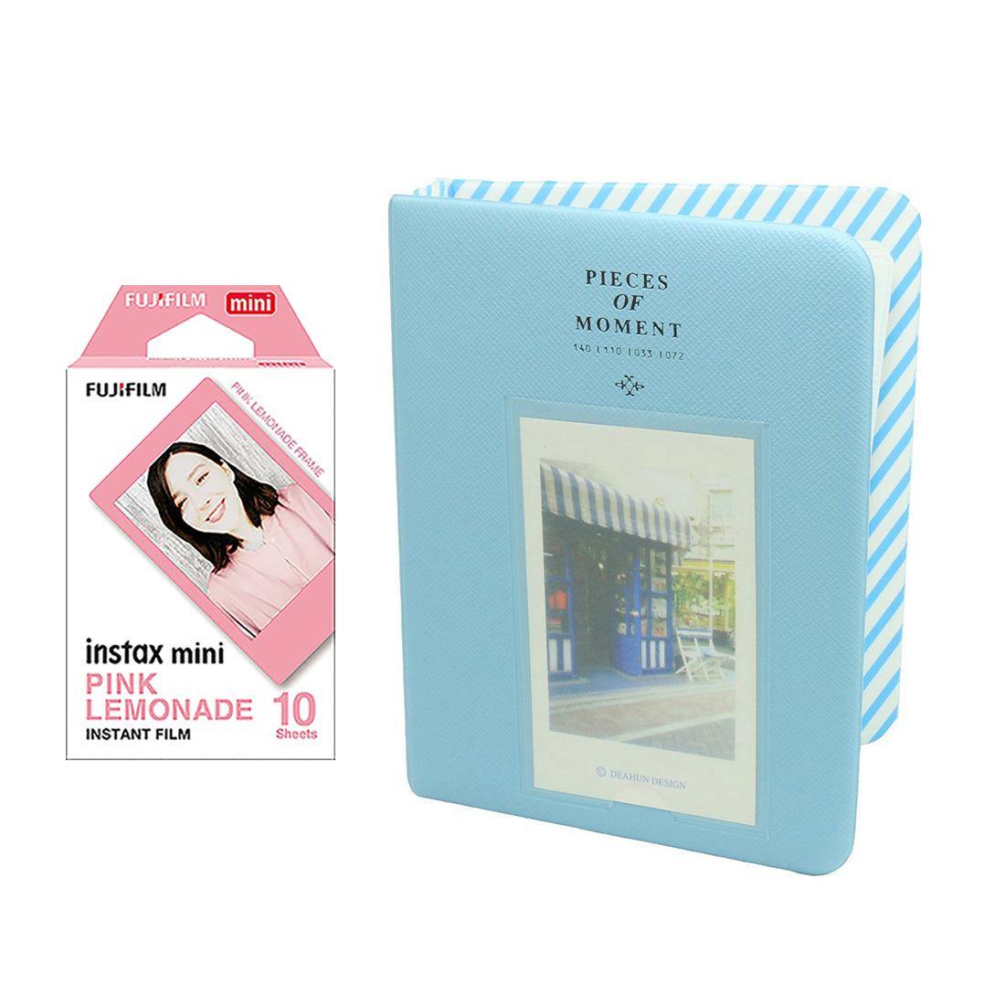 Fujifilm Instax Mini 10X1 pink lemonade Instant Film with Instax Time Photo Album 64 Sheets (Water Blue)