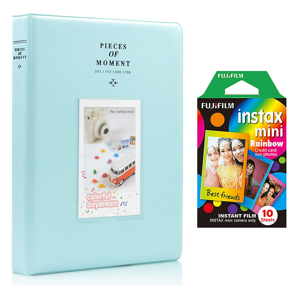 Fujifilm Instax Mini 10X1 rainbow Instant Film With 128-sheet Album for mini film (ice blue)