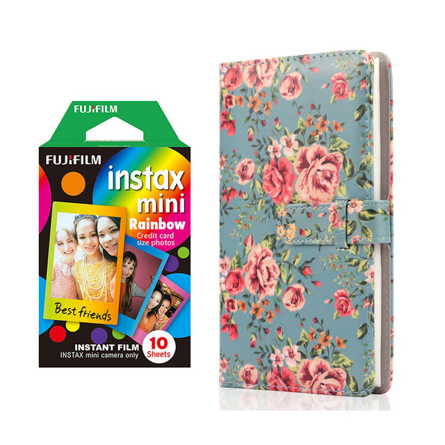 Fujifilm Instax Mini 10X1 rainbow Instant Film with 96-sheet Album for mini film Blue rose