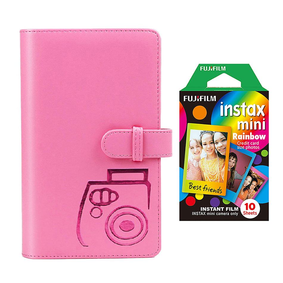 Fujifilm Instax Mini 10X1 rainbow Instant Film with 96-sheet Album for mini film (Flamingo pink)