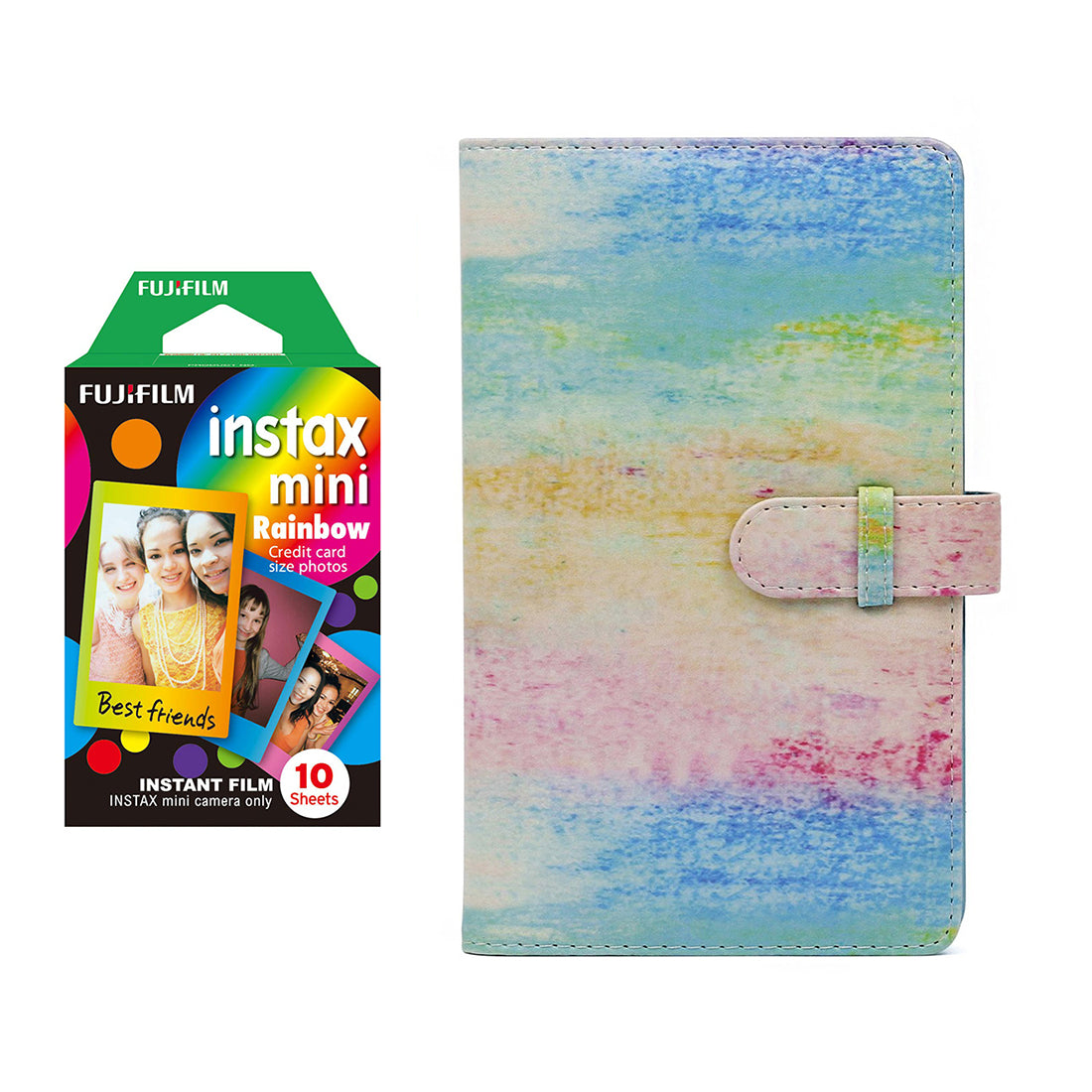Fujifilm Instax Mini 10X1 rainbow Instant Film with 96-sheet Album for mini film (Watercolor)