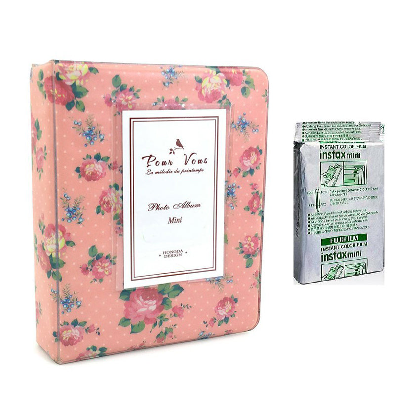Fujifilm Instax Mini 10X1 rainbow Instant Film with Instax Time Photo Album 64 Sheets (Beautiful flower)
