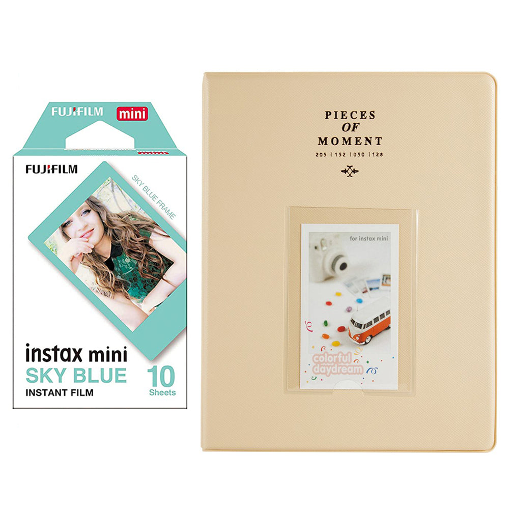 Fujifilm Instax Mini 10X1 sky blue Instant Film With 128-sheet Album for mini film (beige)