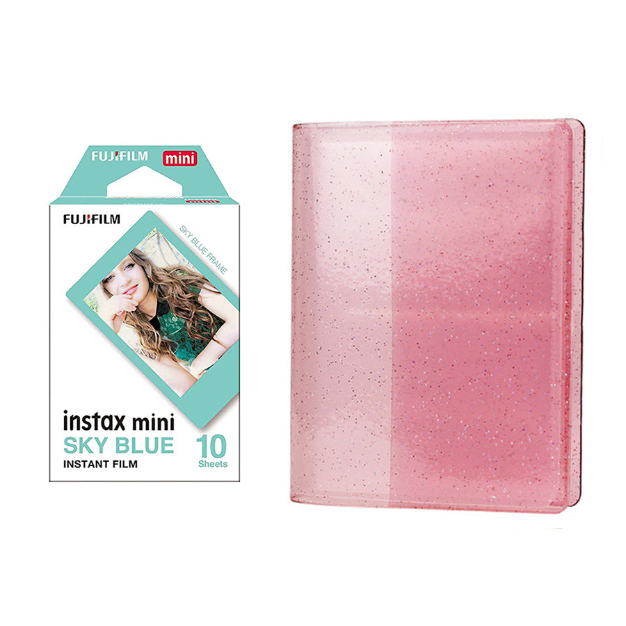 Fujifilm Instax Mini 10X1 sky blue Instant Film with 64-Sheets Album For Mini Film 3 inch