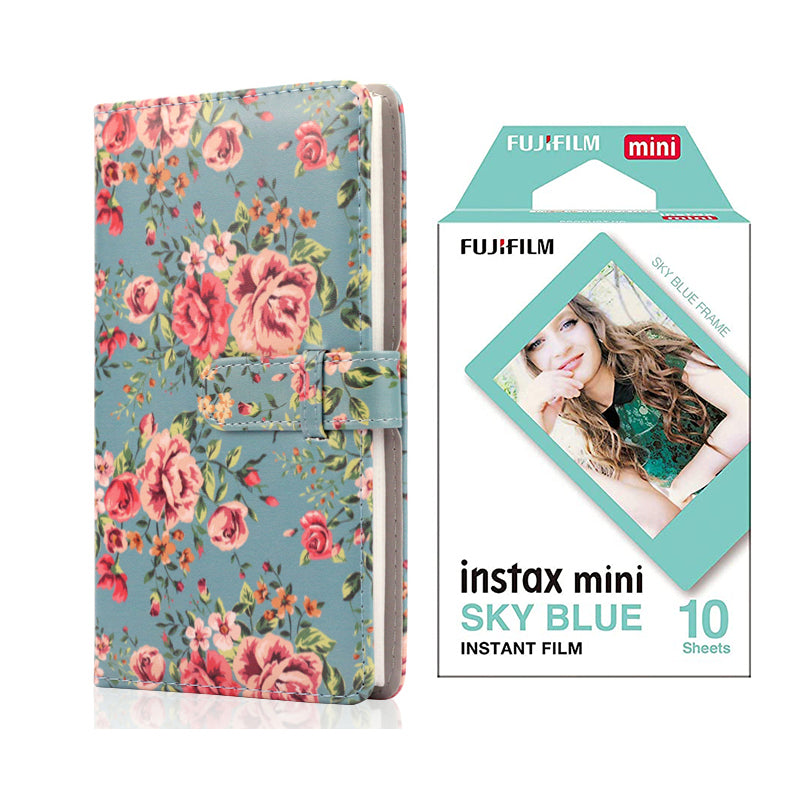 Fujifilm Instax Mini 10X1 sky blue Instant Film with 96-sheet Album for mini film Blue rose