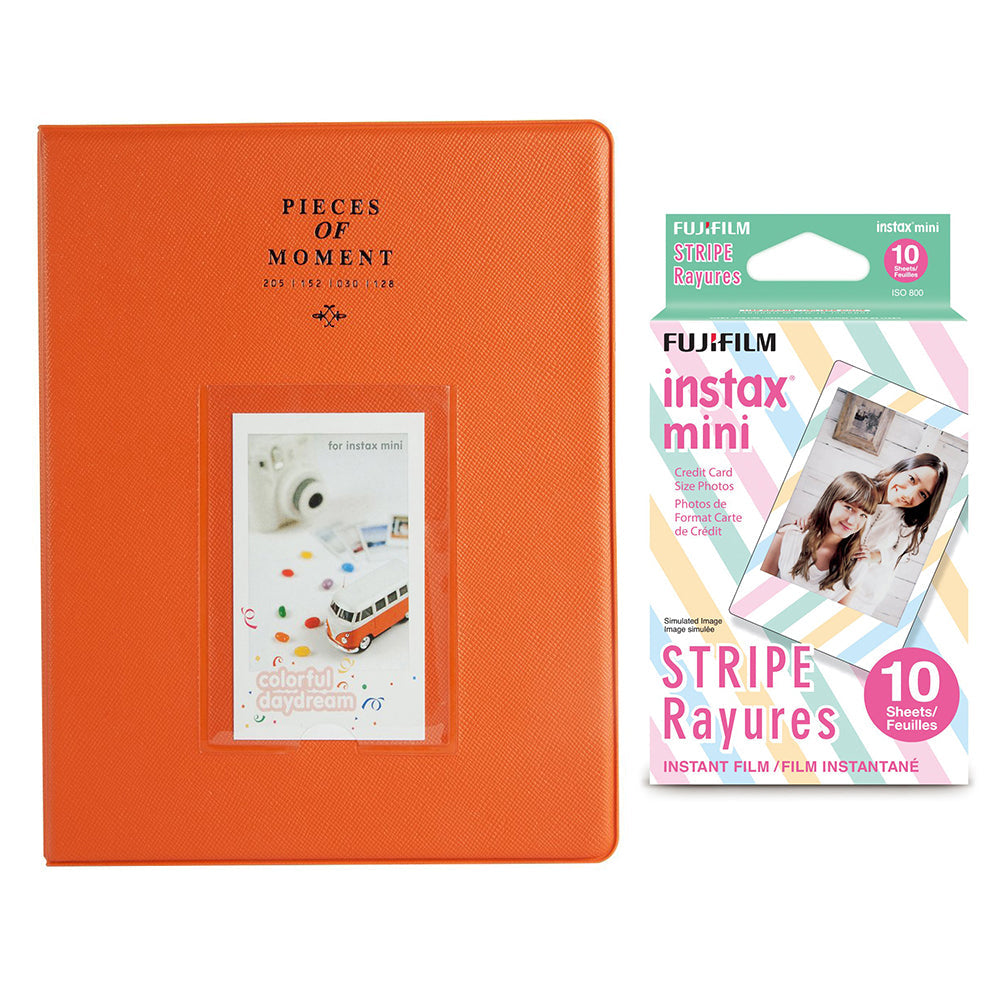 Fujifilm Instax Mini 10X1 stripe   Instant Film With 128-sheet Album for mini film (orange)