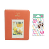 Fujifilm Instax Mini 10X1 stripe Instant Film with Instax Time Photo Album 64 Sheets Orange