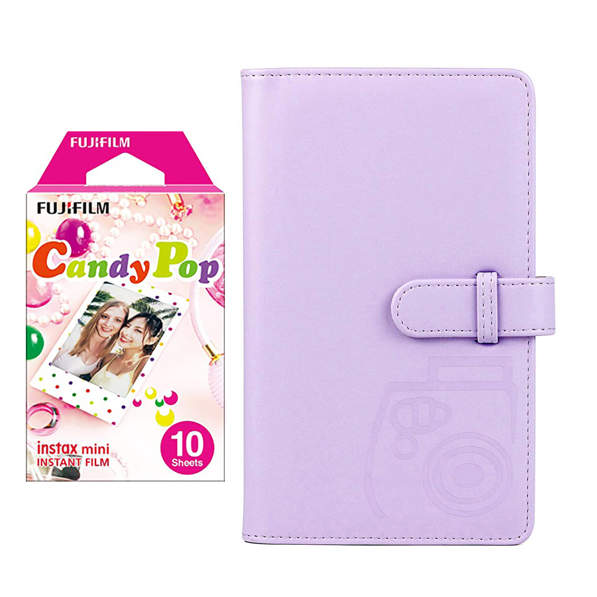Fujifilm Instax Mini 10X1 candy pop Instant Film with 96-sheet Album for mini film Lilac purple
