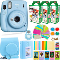 Fujifilm Instax Mini 11 Camera with Fuji Instant Film (60 Sheets) + Zenko Accessories Bundle Includes Case, Filters, Album, Lens, and More (Sky Blue)