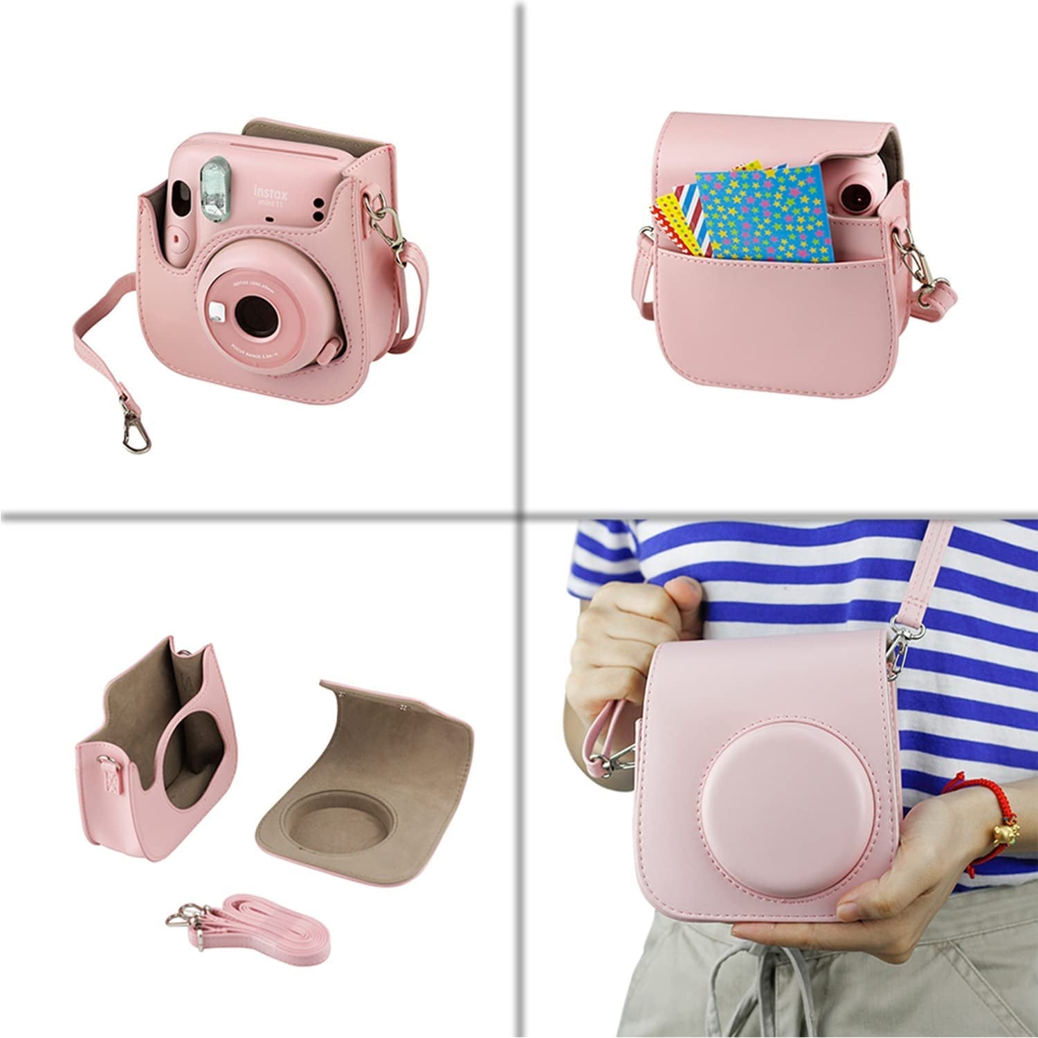 Fujifilm Instax Mini 11 Instant Camera Blush Pink | Instax Mini Twin Pack Film | Glitter Photo Album Holds 64 Photos | Groovy Case