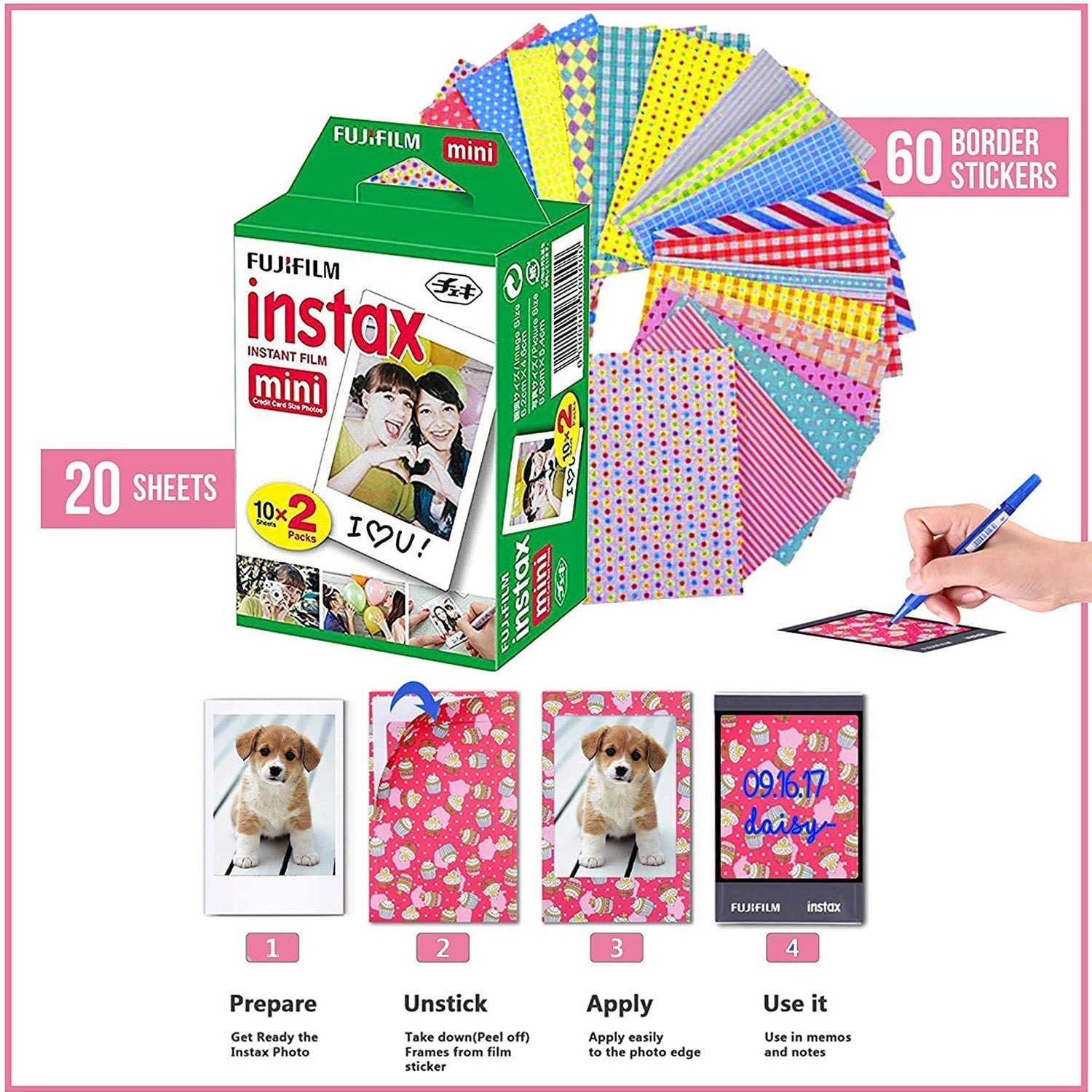 Fujifilm Instax Mini 11 Instant Camera Blush Pink + Shutter Compatible Carrying Case + Fuji Film Value Pack (20 Sheets) + Shutter Accessories Bundle, Color Filters, Photo Album, Assorted Frames