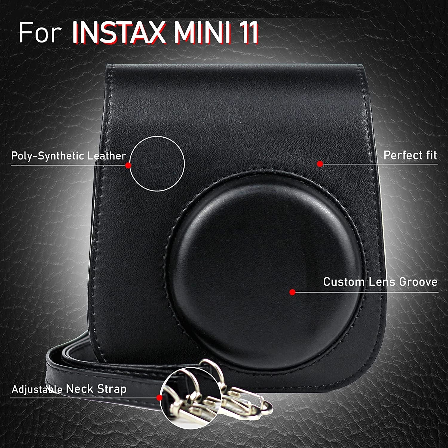 Fujifilm Instax Mini 11 Instant Camera Mocha Grey | Instax Mini Twin Pack Film | Glitter Photo Album Holds 64 Photos | Groovy Case