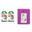 Fujifilm Instax Mini 2 Pack of 10 Sheets Instant Film with Instax Time Photo Album 64-Sheets (Grape Purple)