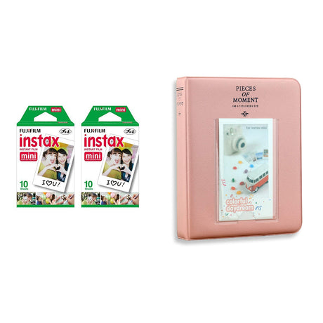 Fujifilm Instax Mini 2 Pack of 10 Sheets Instant Film with Instax Time Photo Album 64-Sheets Blush pink