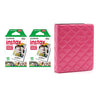 Fujifilm Instax Mini 2 Pack of 10 Sheets Instant Film with dimand Photo Album 64-Sheets pink