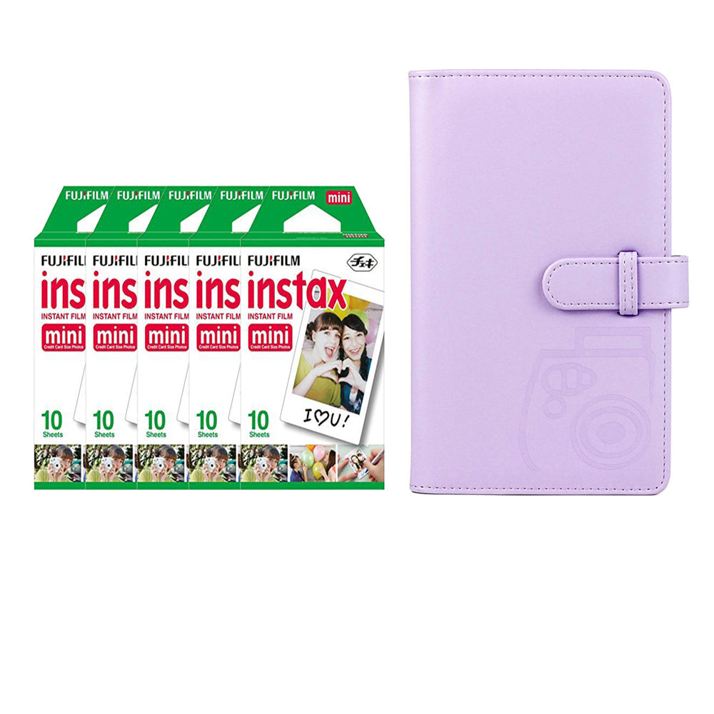 Fujifilm Instax Mini 5 Pack 10 Sheets Instant Film with 96-sheet Album for mini film