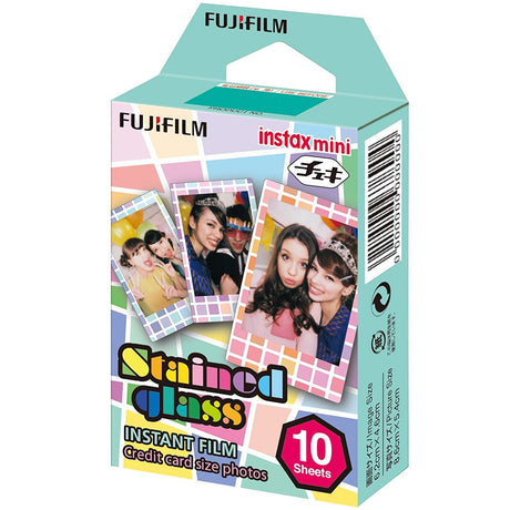 Fujifilm Instax Mini 5 Pack Bundle Includes Stained Glass, Comic, Stripe, Shiny Star, Airmail (50 Sheets)